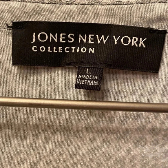 JONES NEW YORK COLLECTION EUC WOMENS LEOPARD TOP SHIRT SUMMER TOPS BLOUSE SIZE L - Picture 3 of 5